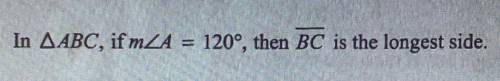 Please solve in the picture!

I know the answer is that BC is not the longest side but I need an e