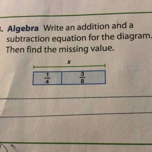 Algebra Write an addition and a

subtraction equation for the diagram.
Then find the missing value