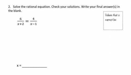 Solve the rational equation. Check your solutions. Write your final answer(s) in the blank..