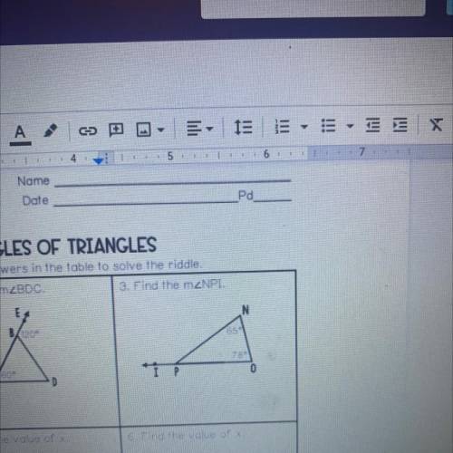 Find the mZNPI
Exterior angles of triangle
