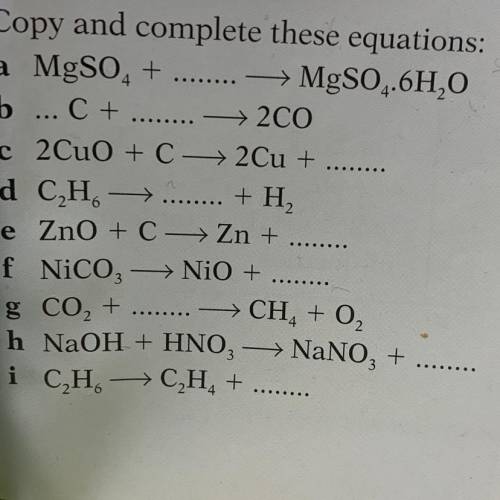 Copy and complete these equations plz I’ll give brainliest