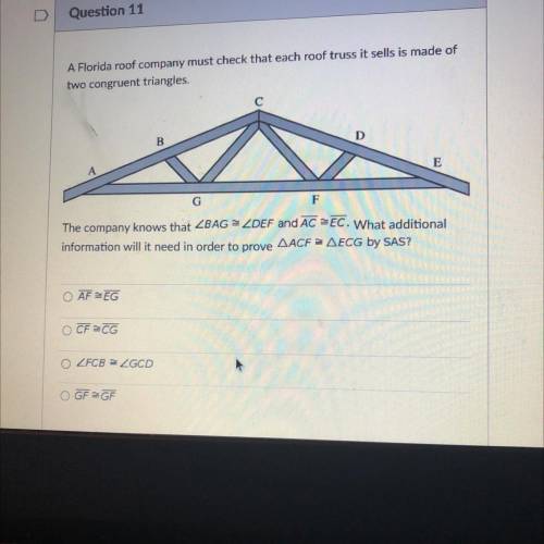 A Florida roof company must check that each roof truss it sells is made of

two congruent triangle
