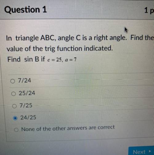 In triangle ABC, angle C is a good right angle. Find the value of the trig function indicated. Find