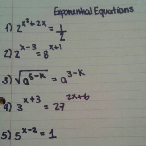 Hi, how's everyone doing? I need help with these exponential equations, please. Thanks! :)​