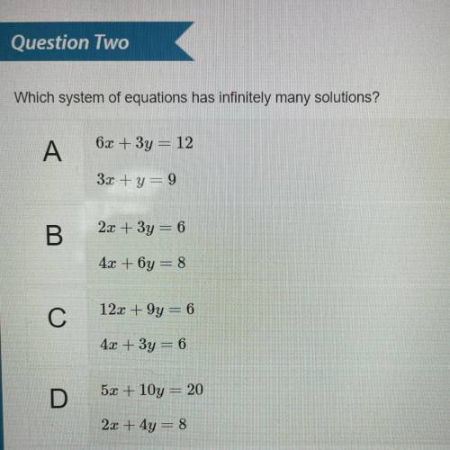 Which system of equations had infinitely many solutions?