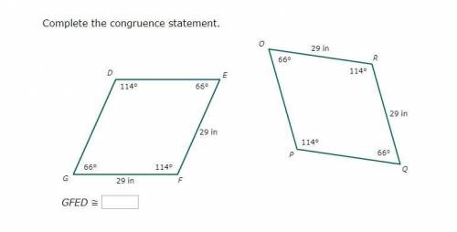 Complete the congruence statement.