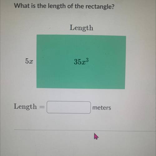 The rectangle below has an area of 35x^3 square meters and a width of 5x meters.

What is the leng