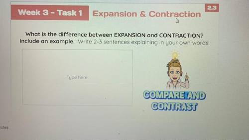 Help, please this is a science task, and I need to explain what’s the difference between expansion