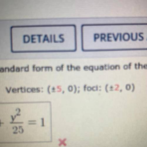 Find the equation using vertices and foci
