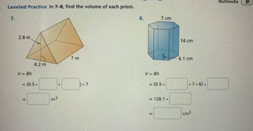 In 7-8, find the volume of each prism