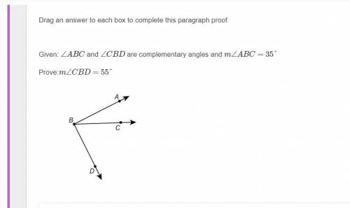 Drag an answer to each box to complete this paragraph proof.