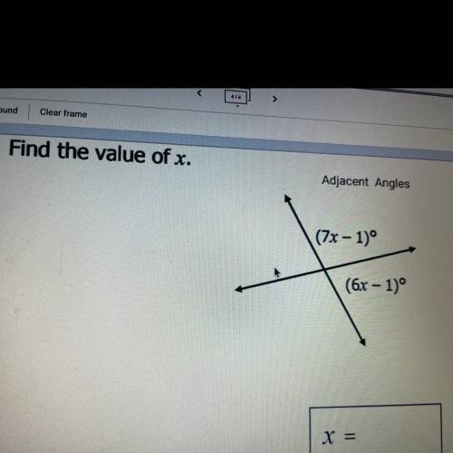 Find the value of x. 
Please help need this by today. Thank you!!!