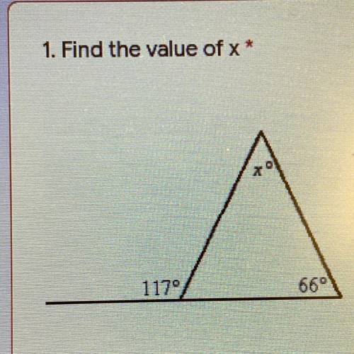 Find the value of x
x° 
66°
117°