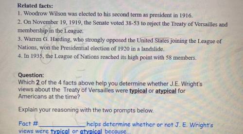 Which 2 facts show that J.E weights views about the treaty were typical or atypical for Americans a