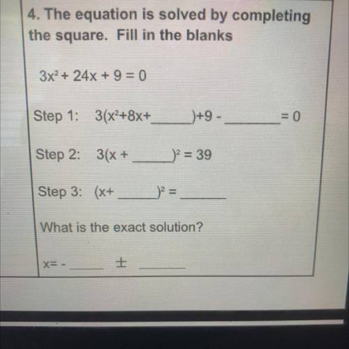 3x2 + 24x + 9 = 0
I need the step by step explanation please