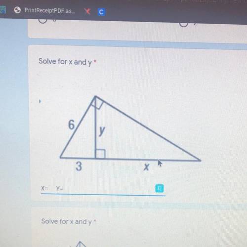 Solve for x and y help me please and fast