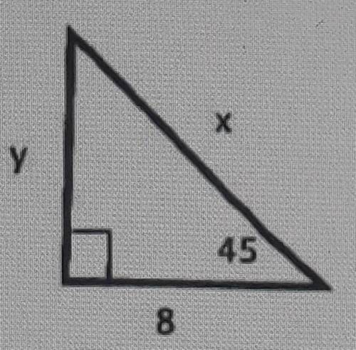 Find x and y in the picture shown. ​