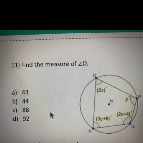 Find the measure of <0
