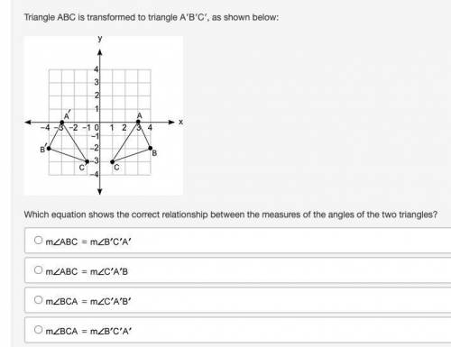 Which equation shows the correct relationship between the measures of the angles of the two triangl