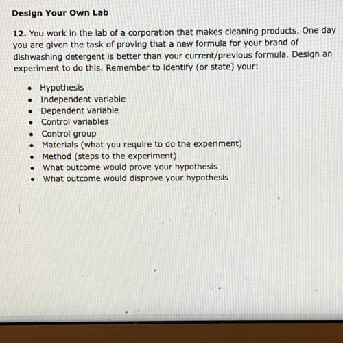 Need help ! Design your own lab on making a cleaning product