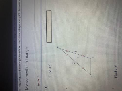 I’m trying to find the mid-segment of this triangle