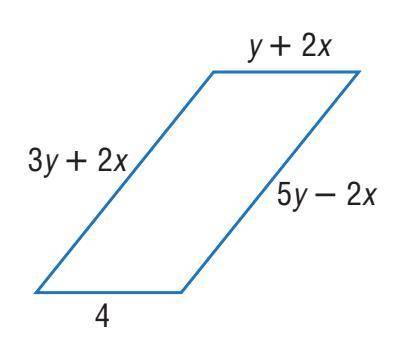 Solve for the value of X in the parallelogram below. X = _____