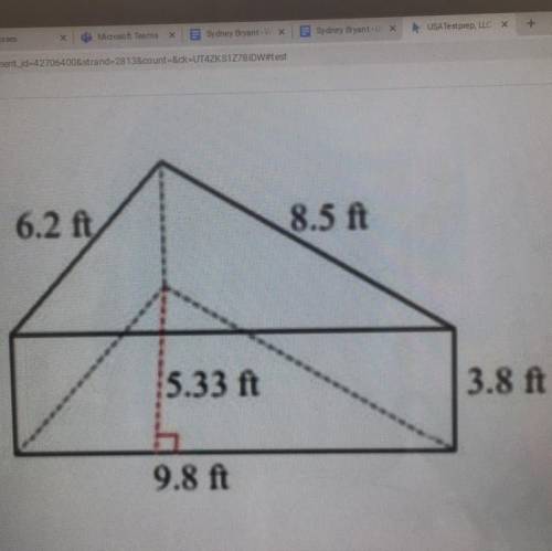 Question: What is the surface area of this triangular prism rounded to the nearest tenth?