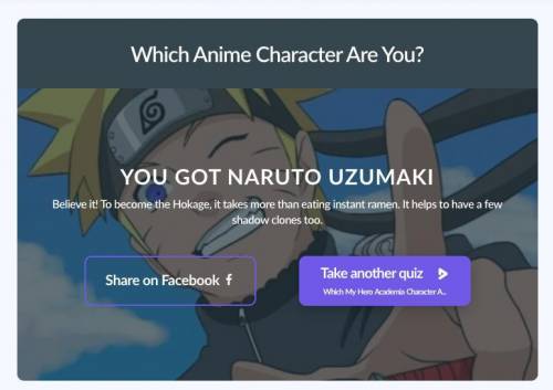 Which Anime Character Are You?
I GOT NARUTO UZUMAKI