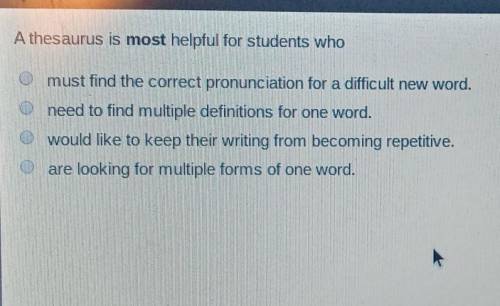 A thesaurus is most helpful for students who??PLEASE HELP ME QUICK​
