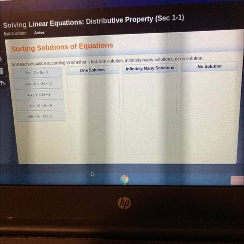 Solving Linear Equations: Distributive Property (Sec 1-1)

Instruction
Active
Sorting Solutions of