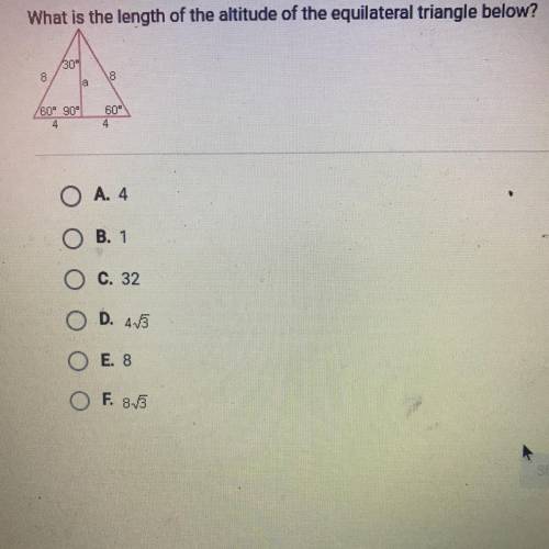What is the length of the altitude of the equilateral triangle below?