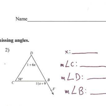 Solve x find the missing Angles