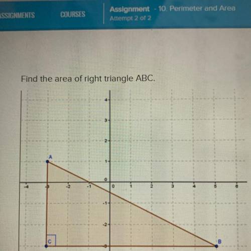 Find the are of a right triangle ABC

Answers:
A. 4 sq. Root of 5
B. 12 + 4 sq. Root of 5
C. 16