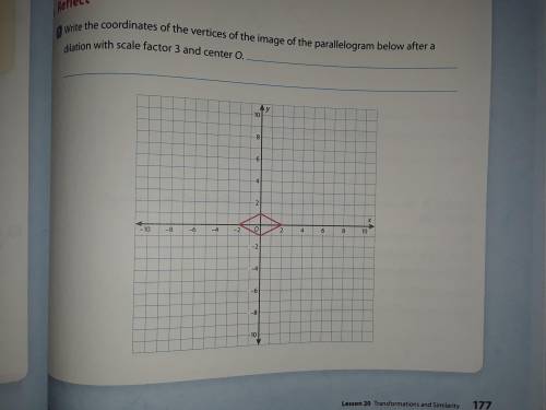 Write the coordinates of the vertices of the image of the parallelogram below after a dilation with