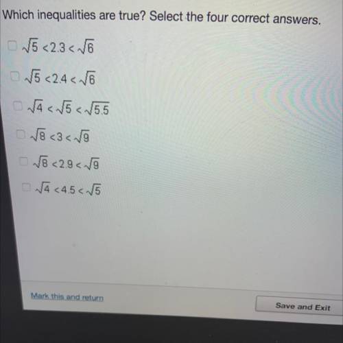 Which inequalities are true? Select the four correct answers.