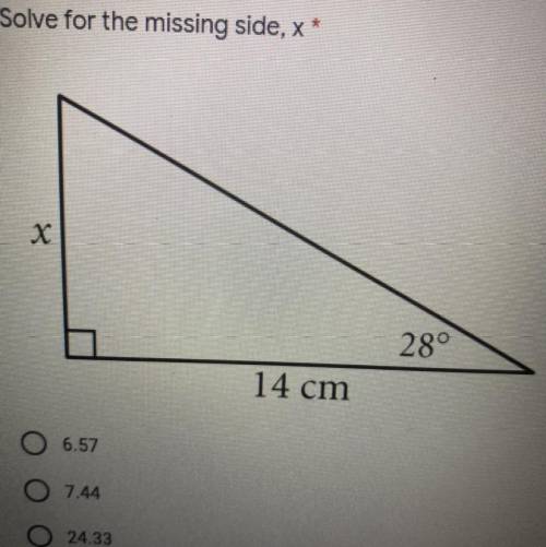 Solve for the missing side,x