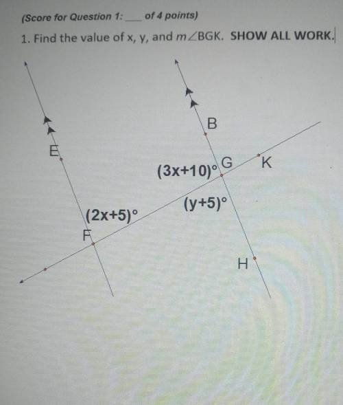 Find the values of x, y, and m<BGK any help would be greatly appreciated thank you.​