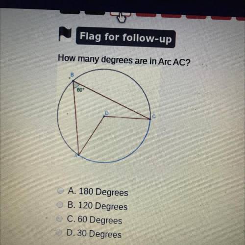 How many degrees are in Arc AC?