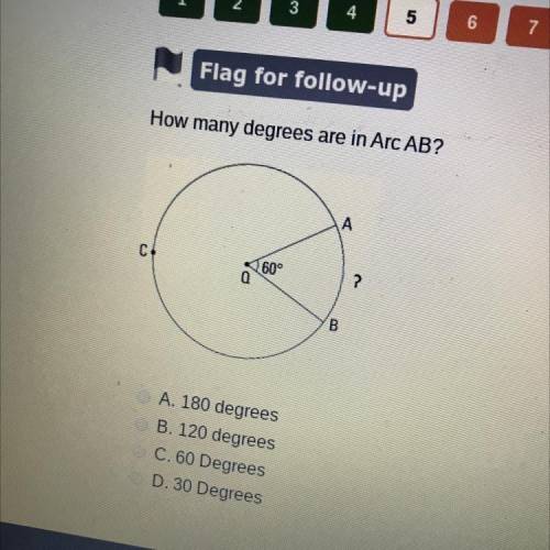 How many degrees are in Arc AB?