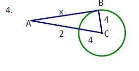 Segment AB is tangent to circlc C at point B. Find x. Round to the nearest TENTH.