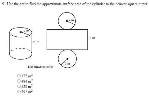 Use the net to find the approximate surface area of the cylinder to the nearest square meter.