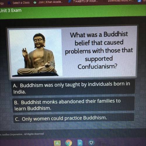 What was a Buddhist

belief that caused
problems with those that
supported
Confucianism?
A. Buddhi