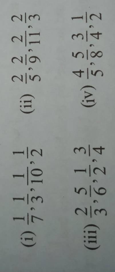 Write the fraction in ascending order.​