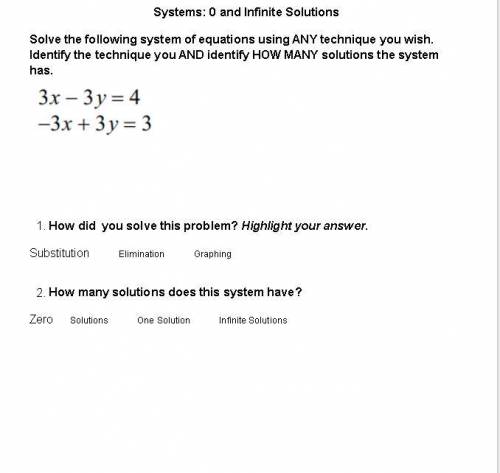 Systems:0 and infinite solutions