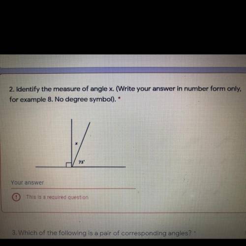 2. Identify the measure of angle x. (Write your answer in number form only, 1 point

for example 8