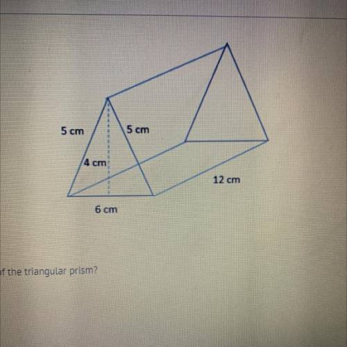 What is the surface area of the triangular prism?

A)
144 cm2
B)
216 cm?
C)
225 cm?
D)
256 cm2