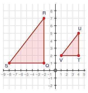 PLEASE WILL GIVE BRANLEIST Triangle QRS is similar to triangle TUV. Write the equation, in slope-in