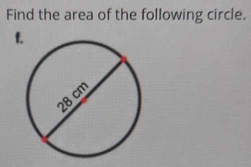 Find the area of the following circle​