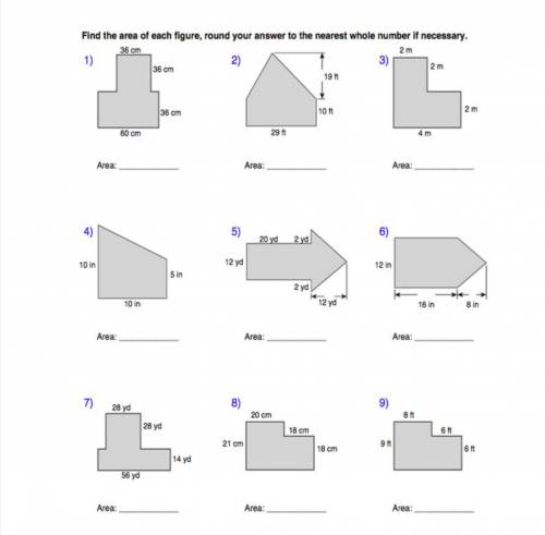 Please find the area of each figure.