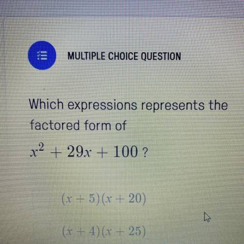 Which expression represents the factor form of the equation above ?